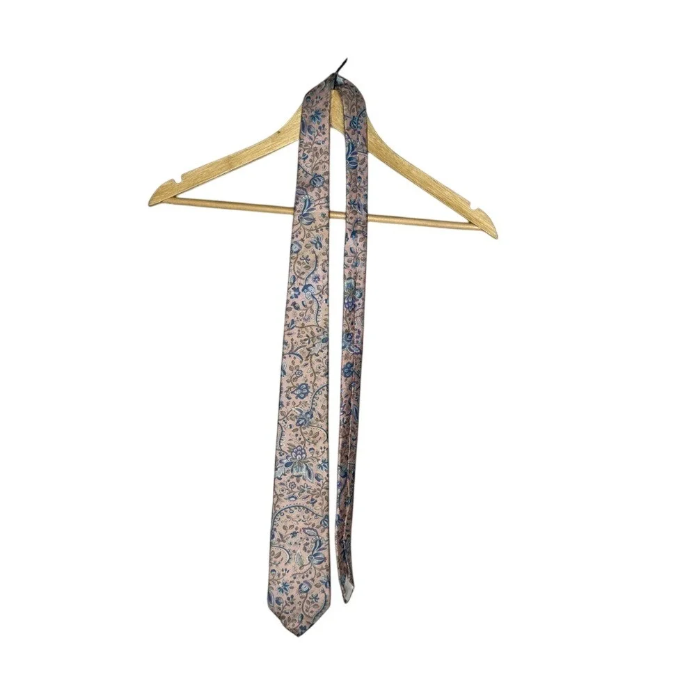 Vintage Damon‎ Silk Tie Blush Pink Floral Paisley Botanical Necktie3.012569